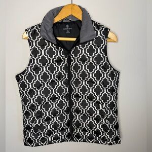 Lands' End Women's Black Goose Down Quatrefoil Vest | M